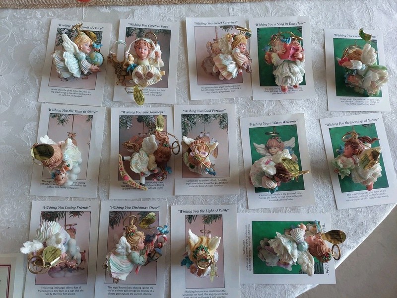 14 Different Holly Day Angels Heirloom Ornaments from Ashton Drake  COA 1996-97