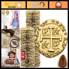 Large Metal Pirate Coins - 100 Gold Doubloons for Party Favors, Decorations, Cos