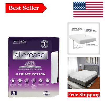AllerEase Ultimate King Mattress Protector   Waterproof, Allergy-Proof, & Com...