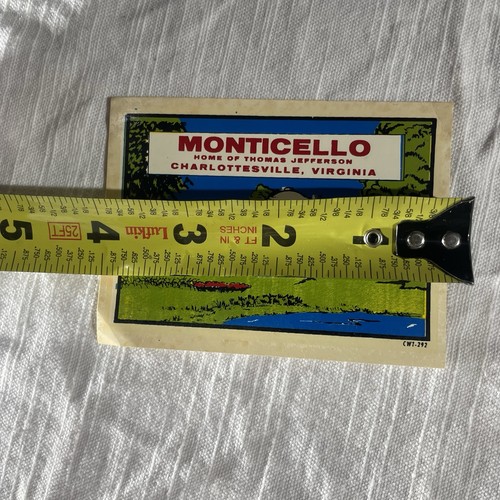 Vintage Monticello Sticker Decal Charlottesville Va Great Western Ent. Inc. - Picture 5 of 5