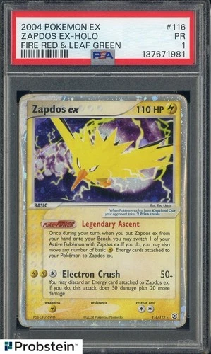2004 Pokemon EX Fire Red & Leaf Green #116 Zapdos EX Holo PSA 1 PR