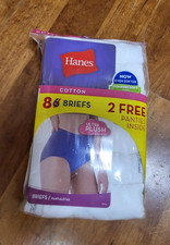 Hanes Womens Briefs - Size 8 -8 Pair White - Cotton - New Unopened