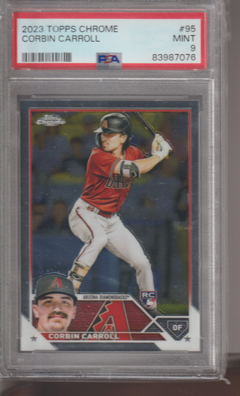 #95  CORBIN  CARROLL  rc  2023  TOPPS CHROME    PSA 9  rookie