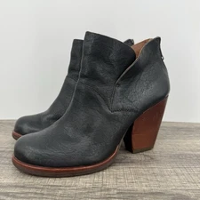 Kork-Ease Castaneda Black Leather Ankle Booties Western Boho Women's Sz 8