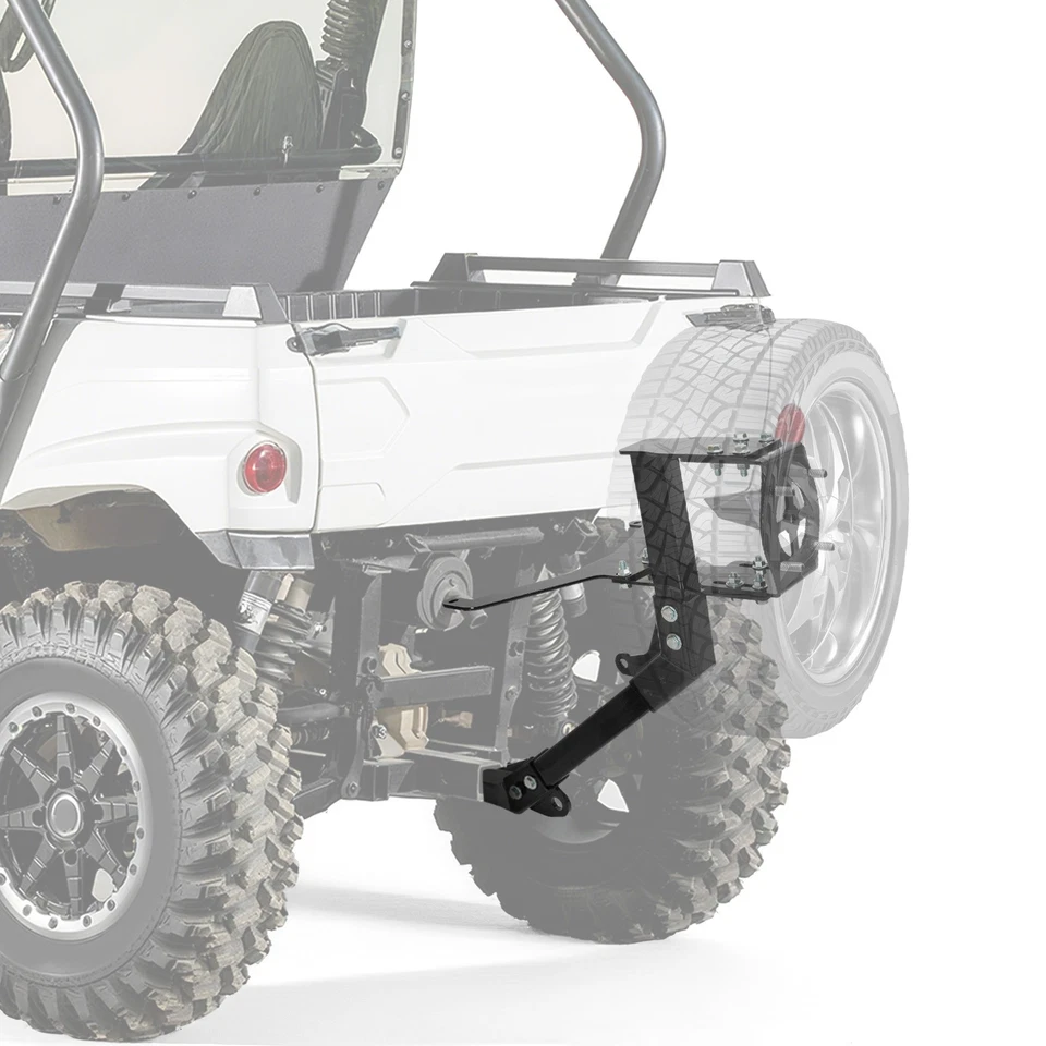 Black Steel Hitch Mounted Spare Tire Carrier For 2014-2025 Kawasaki Teryx4 800 - Image 2 of 4