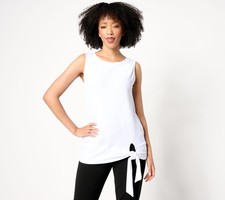 Susan Graver Women's Top Sz XL Every Day Liquid Knit Sleeveless White A684076