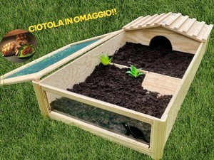 TERRARIO CASETTA CON LATO A VISTA PER TARTARUGHE 82x40x20 IN LEGNO PER ESTERNO