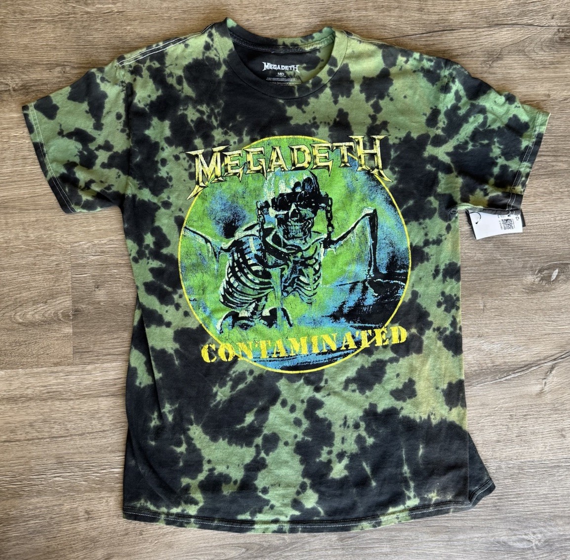 Megadeth Shirt Mens Tie Dye Contaminated Skeleton Band Metal Tee Medium