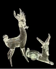 Vintage Art Glass Hand Blown Heavy Reindeer Deer Figurines. Murano, Italy ?