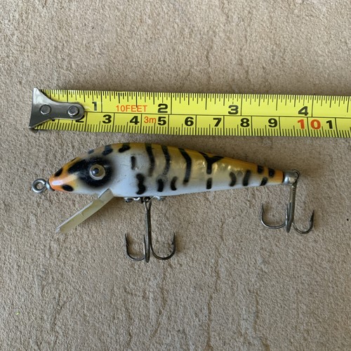 Bright Vintage Heddon TIGER Stripes Lipped Crankbait Fishing Lure, Nice Color!