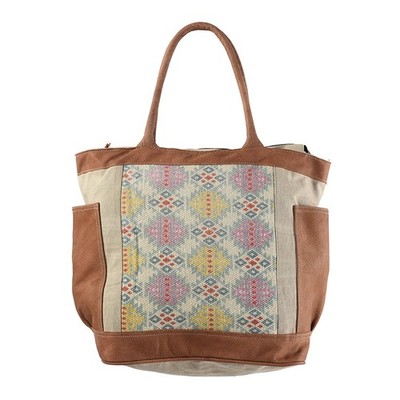KB OHLAY KB268 TOTE Upcycled Wool Canvas Genuine Leather women bag western