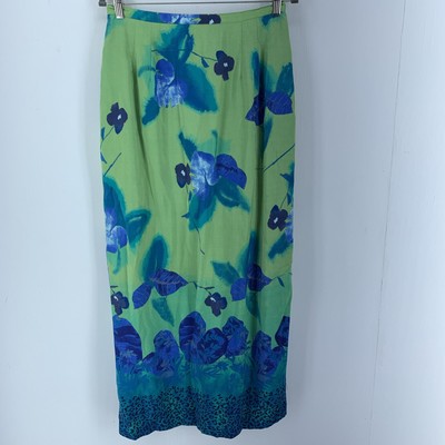Vtg Intriguing Threads Womens 12 Midi Skirt 90 s Y2K Array Colorful Floral Slit