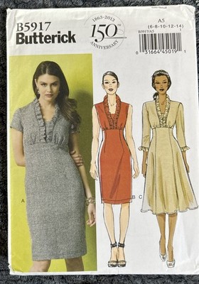 Butterick 5917 Dress with Ruffles Knee Length Misses Size 6 14 Sewing Pattern