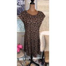 Michael Kors Leopard Print Cap Sleeve Shift Dress Size 14 EUC