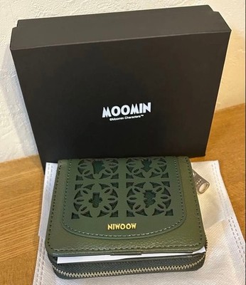 Moomin Green Faux Leather Bifold Wallet Little My Snufkin Coin Pocket New
