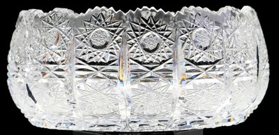 Queen Lace Bohemian Czech Cut Crystal Clear Queen Lace Pattern 7'' Bowl 1981-
