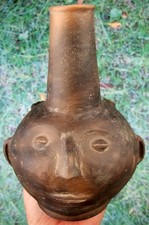 Super Fine Arkansas Human Head Effigy Pottery Water Bottle with COA Arrowheads