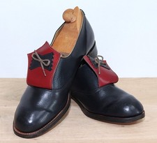 New 1940s French Dark Blue Leather Women's Shoes 38,5FR 7US Made in France