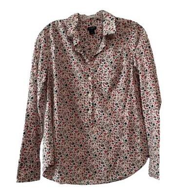 J. Crew floral Oxford partial button up shirt Size Small