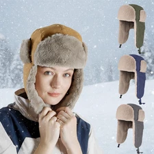 Men Winter Earflap Hunting Hat Russian Ushanka Aviator Thermal Warm Snow Ski Cap