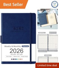 2026 Weekly  Monthly Planner - 5.75" x 8.25", Leather Cover with Notes Pages