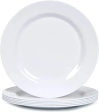 Melamine Dinner Plates Set - 10 3/4 Inch White Melamne Plates, 6Pcs Dinner Dishe