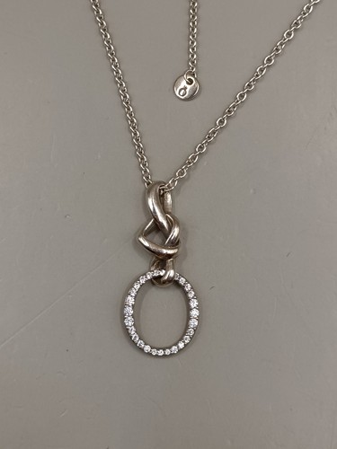 Pandora Sterling Silver Infinity Heart Knot Crystal Pendant Necklace 24"