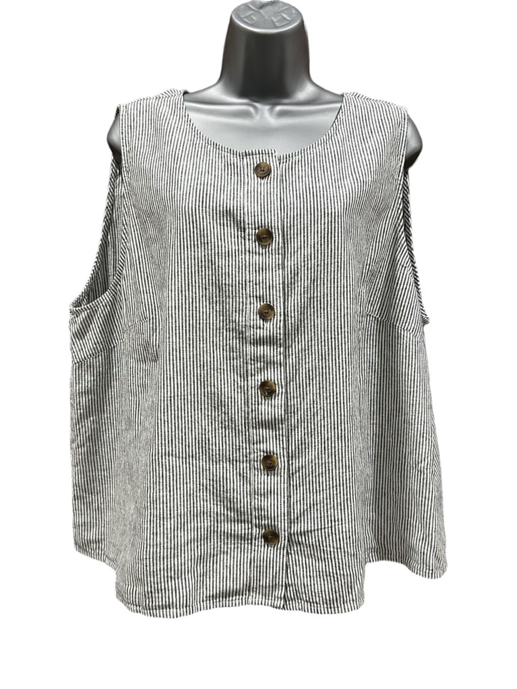 NWT J. Crew Striped linen-blend button-front shell size 2X
