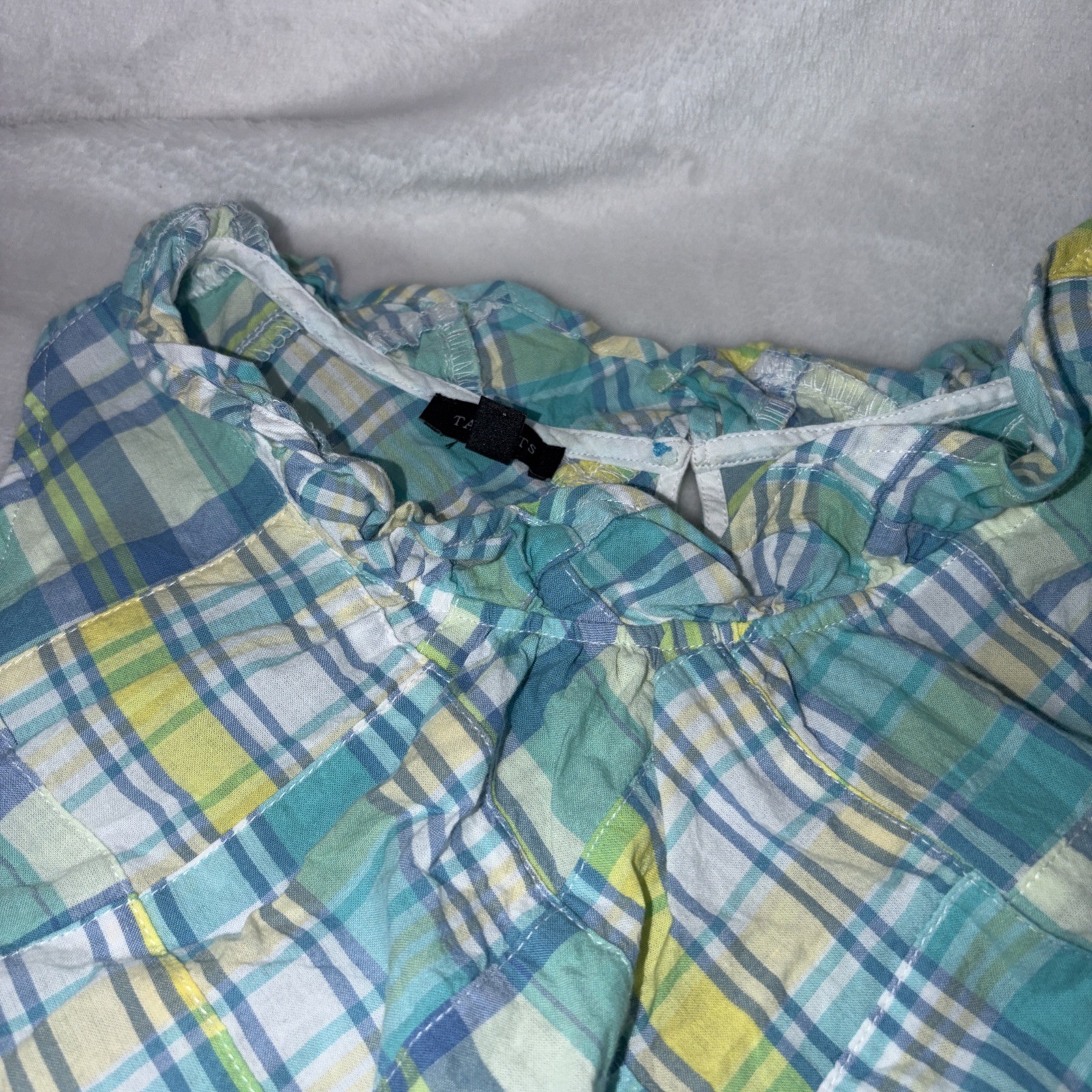 TALBOTS  S'less Patchwork Madras Ruffle Neck Cott… - image 2