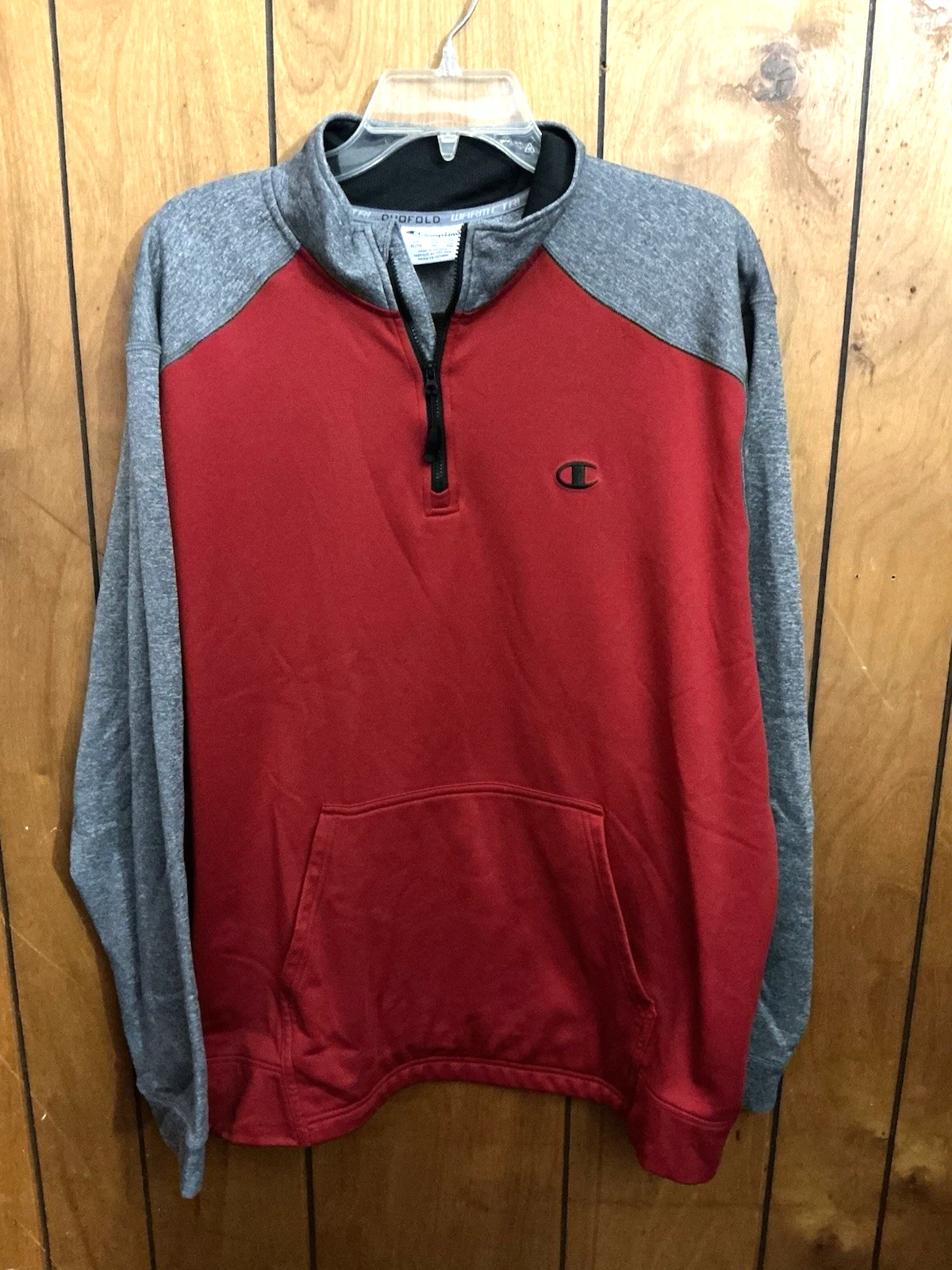 Champion Performance Men's Pull Over  Size X-Large Red-Gray image 1