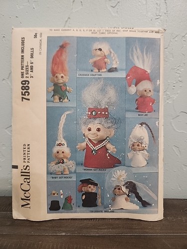 Vintage McCall's Troll Doll 7589 Felt Tog Sewing Pattern Cut/uncut