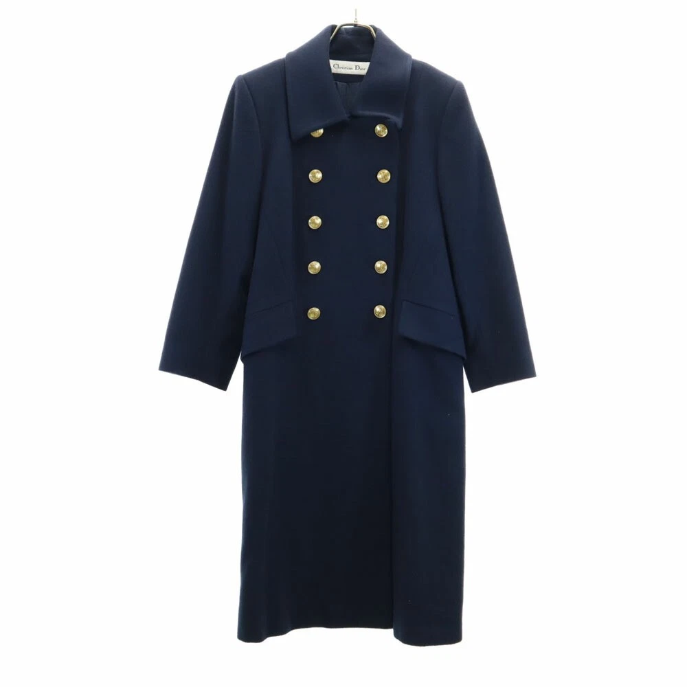 Cappotto doppiopetto Christian Dior anni 90 USA Loro Piana lana di agnello blu navy donna