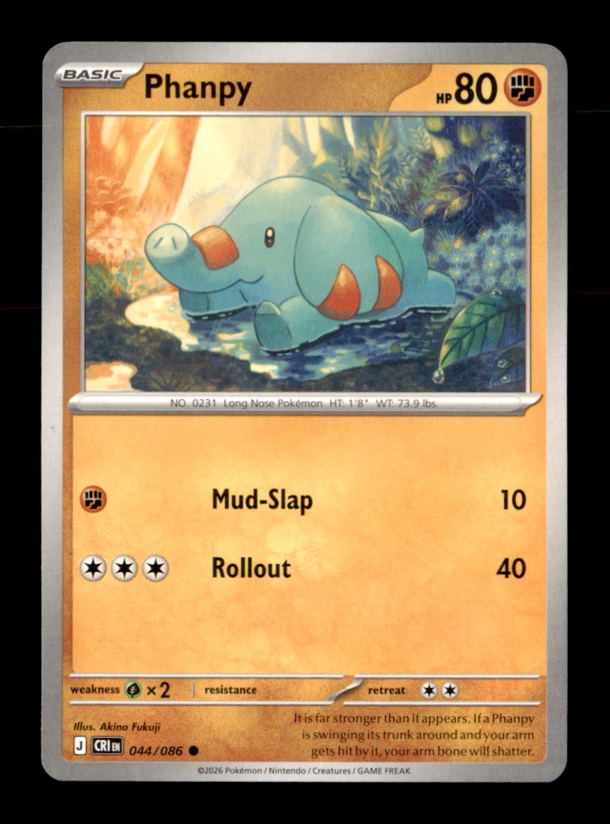 Phanpy 044/086 Common Chaos Rising Pokemon Near Mint