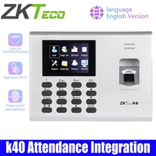ZKteco K40 Access Control TCP/IP USB Clock Time Attendance Biometric Fingerprint