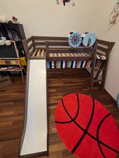 FLEXA KINDER-HOCHBETT MIT LEITER, RUTSCHE, GARDINEN & KISSEN! TOP!!!