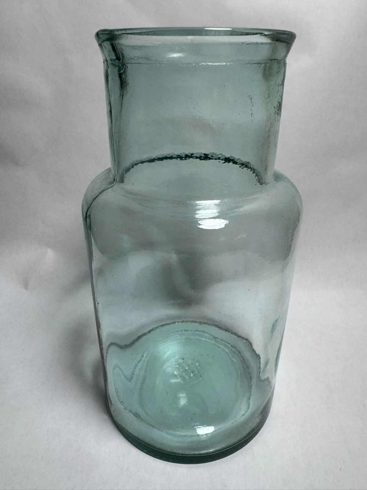 Vintage Glass Vase/Jar Elegant Curved Design w Thick Glass Apothecary 10.5”