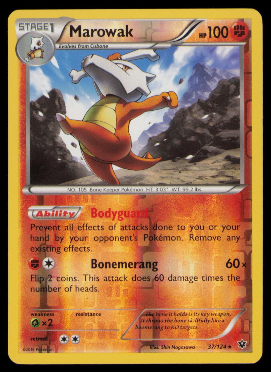 Marowak 37/124 Rare Fates Collide Pokemon Reverse Holo Near Mint