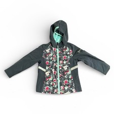 Free Country Girl's Hooded Jacket Toddler 4T Gray Green Floral Zip Up Lined