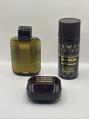 Vintage QUORUM Antonio Puig Cologne 0.8 oz EDT Men Foam Shave Soap Travel 3 PC