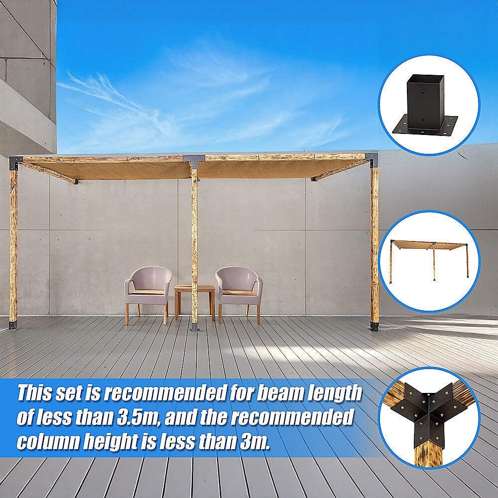 NNEDSZ Roof Pergola Gazebo Shed Matte Black Steel Brackets and Coffee Screens DI