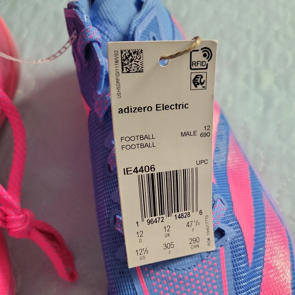 Men Adidas Adizero Football Electric Snack Attack Pink Blue Cleat IE4406 Sz 12.5 - Image 4 of 4