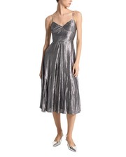 Michael Kors Collection Crushed Metallic Midi Dress Womens 6 Gunmetal Sleeveless