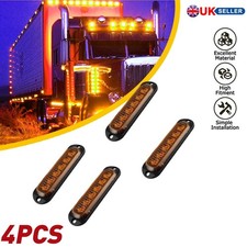4Pcs Amber LED Side Marker Lights IP67 Waterproof Clearance Lamp For Truck Lorry