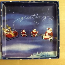 Rosanna VTG Inspired Santa Claus Serving Trinket Tray Platter XMAS W/ Box Retro