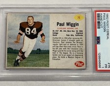 1962 POST CEREAL FOOTBALL PAUL WIGGIN HAND CUT #75 PSA 1