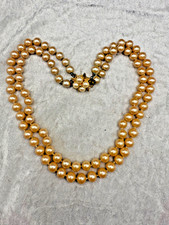 Vintage Faux Pearl Necklace Glass Classic Two Strand 16  