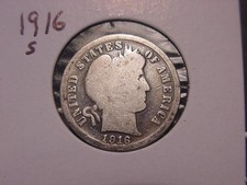 1916-S BARBER DIME G VG ORIGINAL COIN POPULAR DATE PQ SHIPS FREE