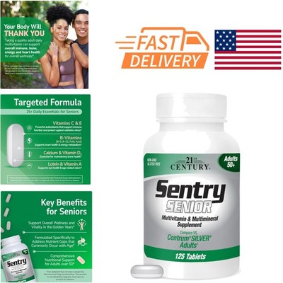 125 Count Senior Multivitamin Tablets No Preservatives or Artificial Flavors