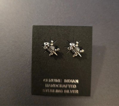 Desert Horned Toad Frog Horny Lizard 925 Sterling Silver Stud Post Earrings