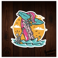 Octopus Surfer Skeleton - Vinyl Decal Sticker - Car Window Laptop - ebn9178